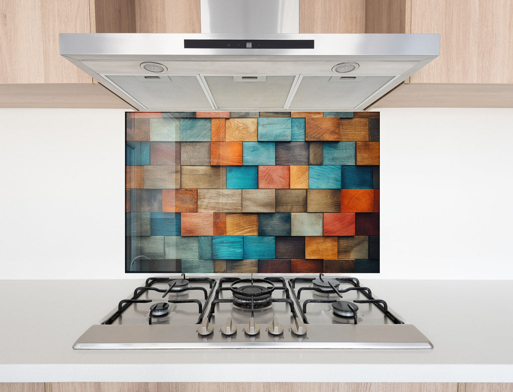 Rustic Patchwork Artistic - Glass Kitchen Backsplash-BacksplashArtworks
