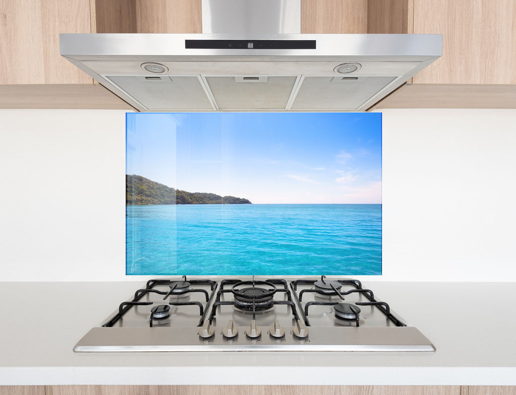 Crystal Blue Ocean Wall Art – Tempered Glass Kitchen Backsplash-BacksplashArtworks