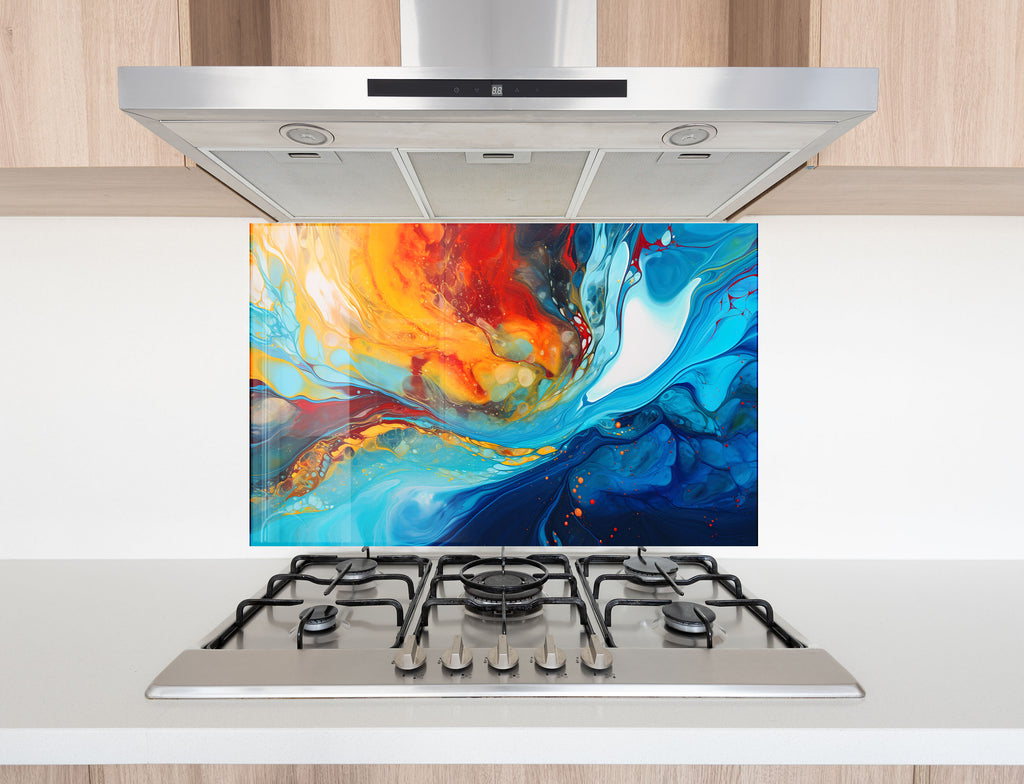 Abstract Tempered Glass Backsplash-BacksplashArtworks