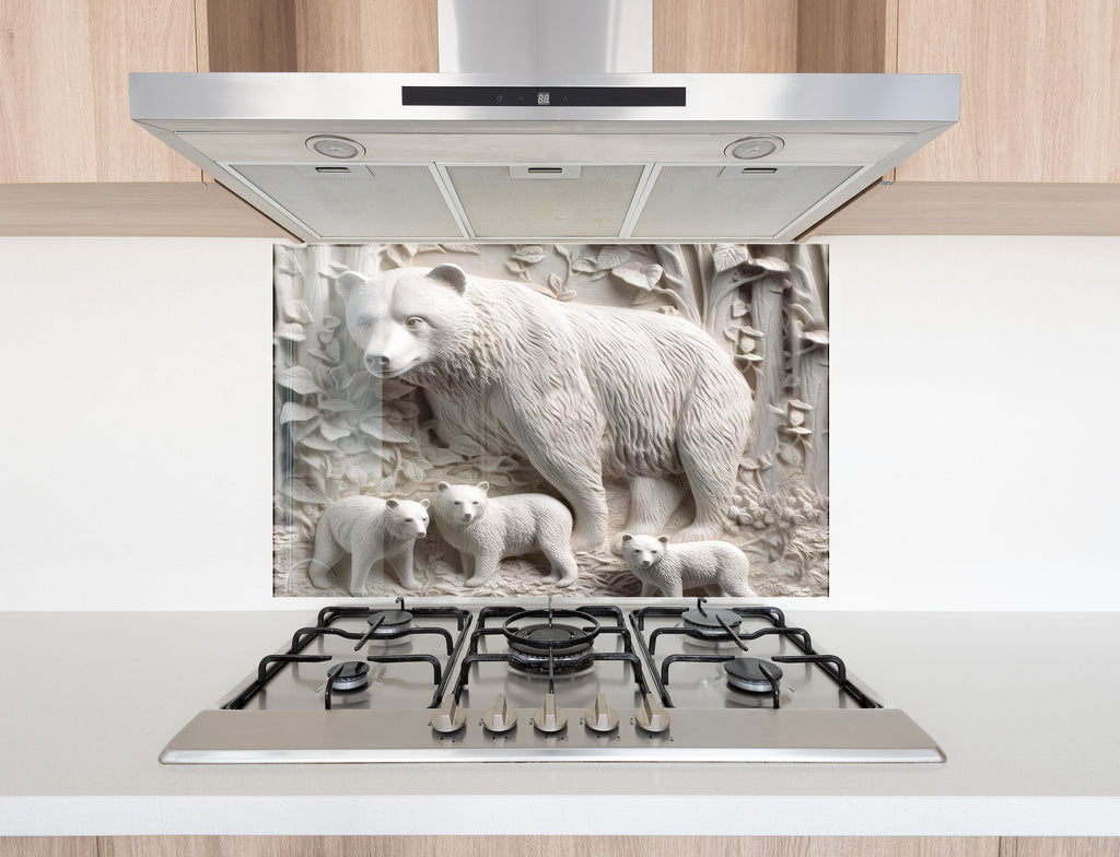 Polar Bear Wildlife – Glass Kitchen Backsplash-BacksplashArtworks