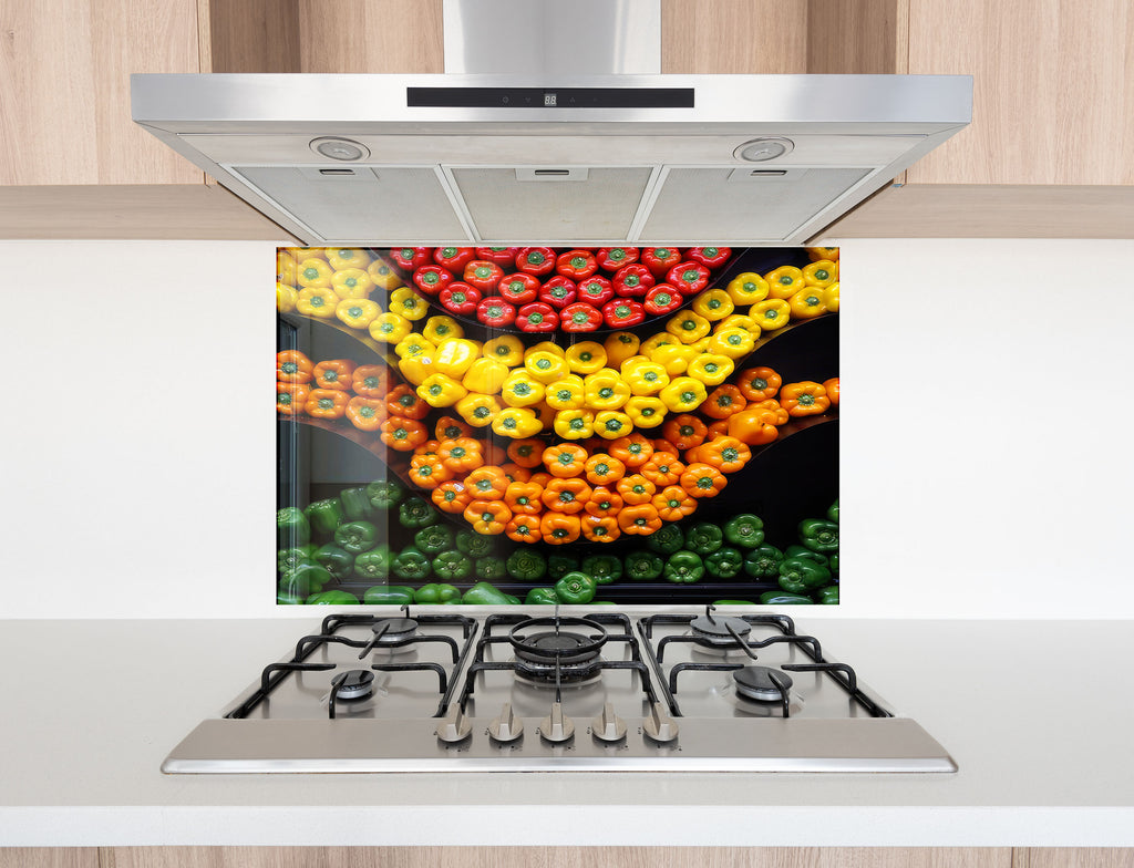 Colorful Bell Pepper Glass Kitchen Backsplash – Fresh Vegetable Design-BacksplashArtworks