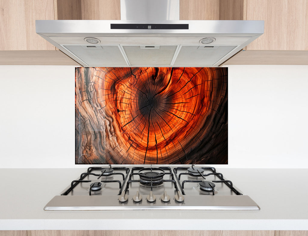 Natural Tree Ring - Glass Kitchen Backsplash-BacksplashArtworks