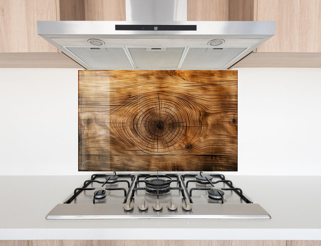 Natural Wood Grain - Glass Kitchen Backsplash-BacksplashArtworks