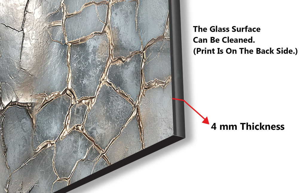 Cracked Silver Marble - Glass Kitchen Backsplash-BacksplashArtworks