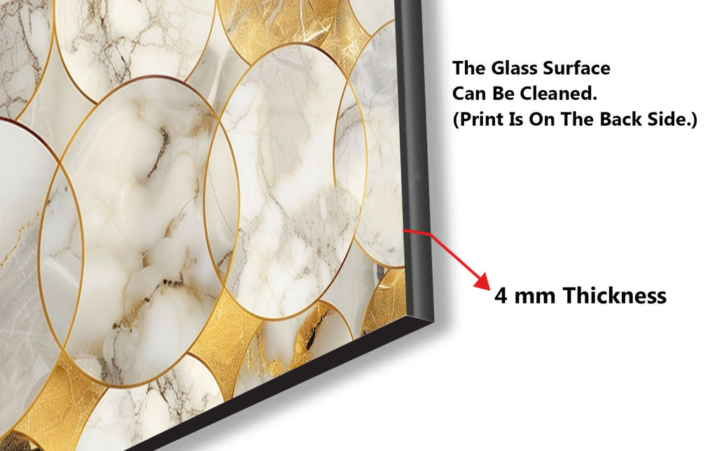 Gold Geometric Marble - Glass Kitchen Backsplash-BacksplashArtworks