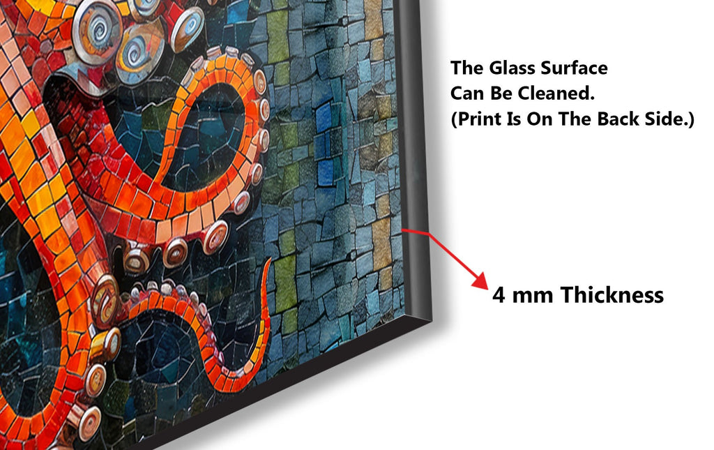 Mosaic Glass Kitchen Backsplash with Colorful Octopus Design-BacksplashArtworks