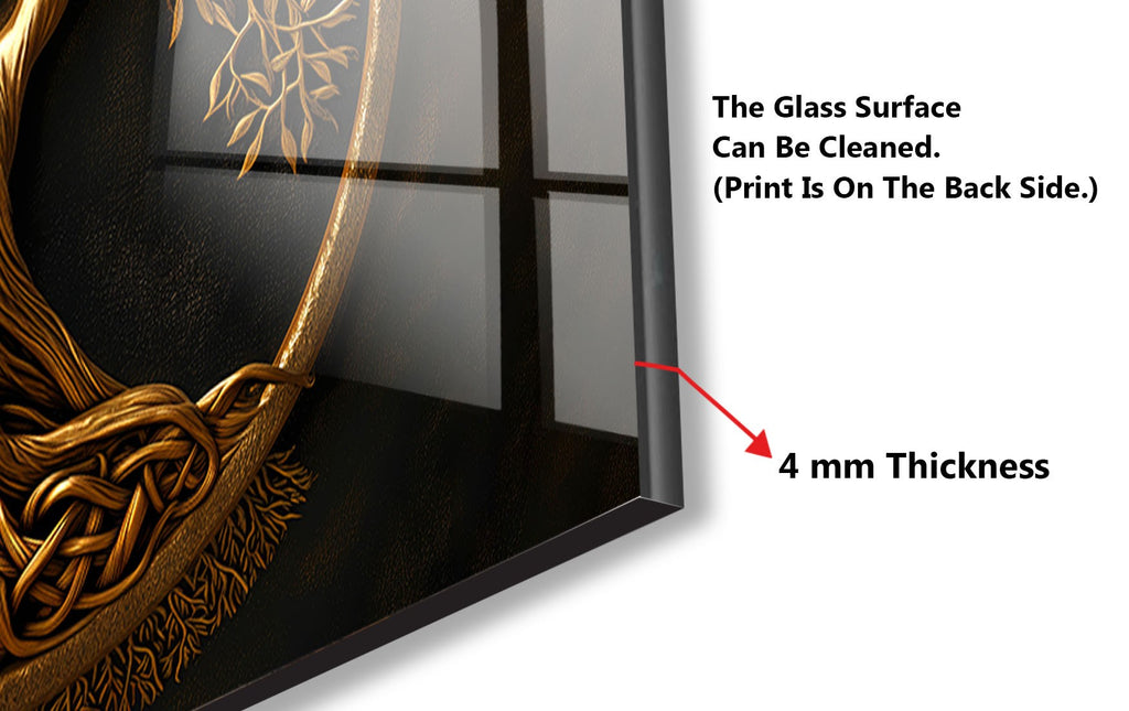 Gold & Brown Tree of Life - Glass Kitchen Backsplash-BacksplashArtworks