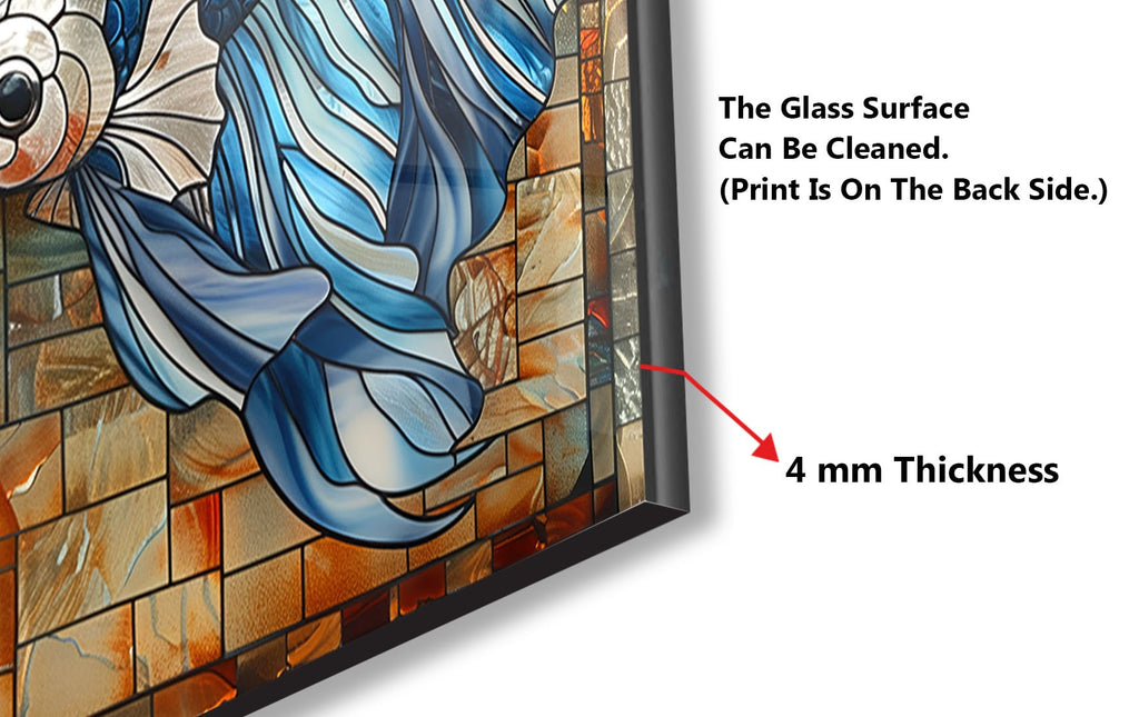 Mosaic Glass Kitchen Backsplash with Vibrant Fish Design-BacksplashArtworks