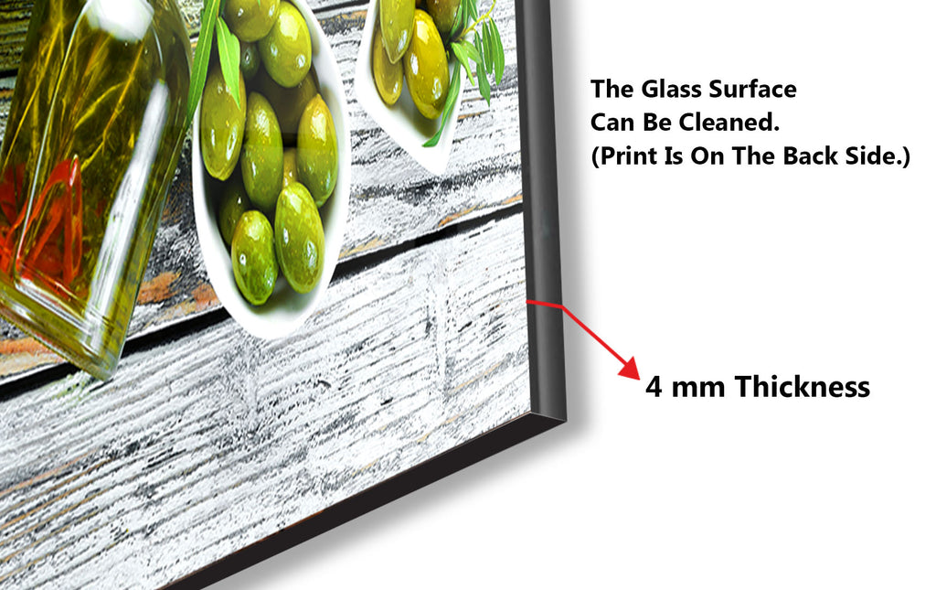 Olive-Themed Glass Kitchen Backsplash – Fresh and Flavorful Design-BacksplashArtworks