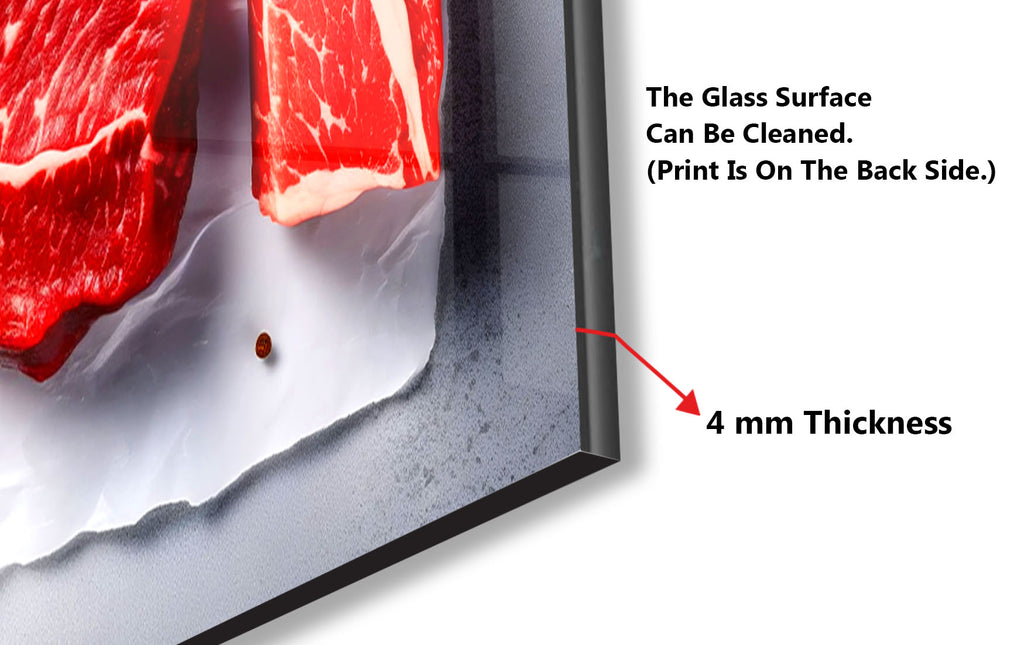 Raw Meat - Glass Kitchen Backsplash-BacksplashArtworks