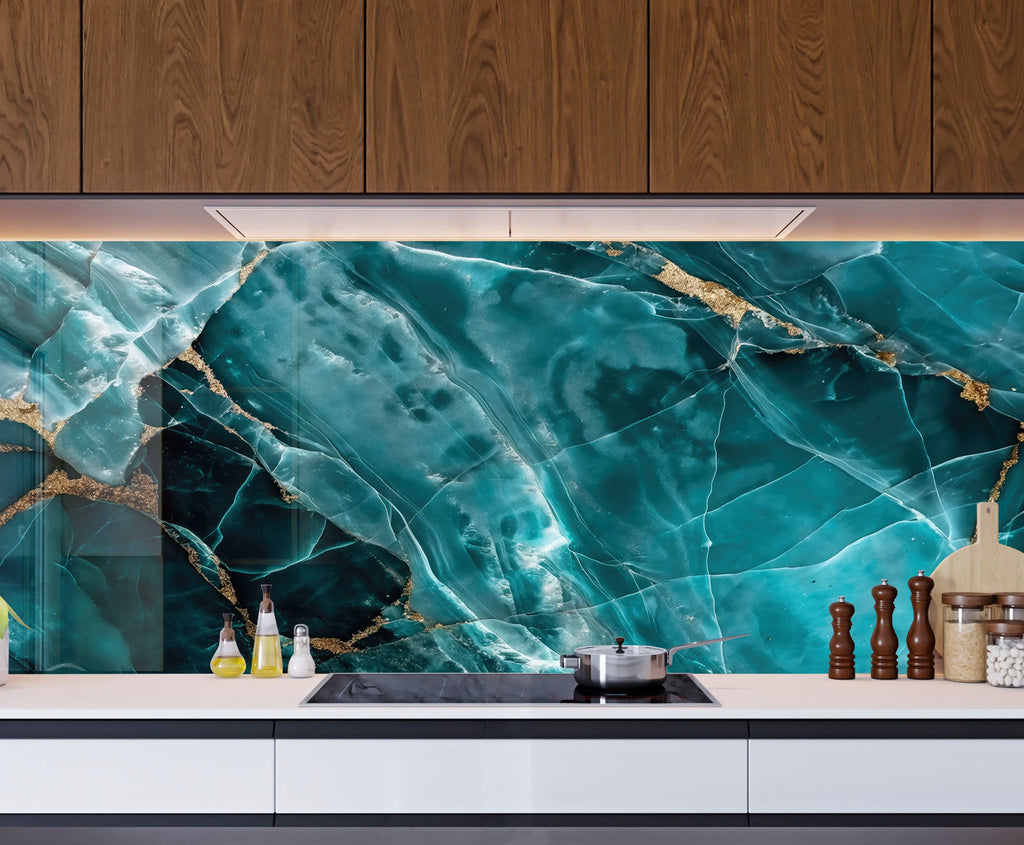 Deep Emerald Marble - Glass Kitchen Backsplash-BacksplashArtworks