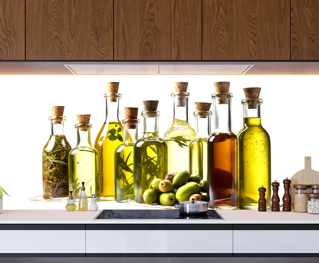 Olive Oil Inspired Glass Kitchen Backsplash – Herb & Olive Design-BacksplashArtworks