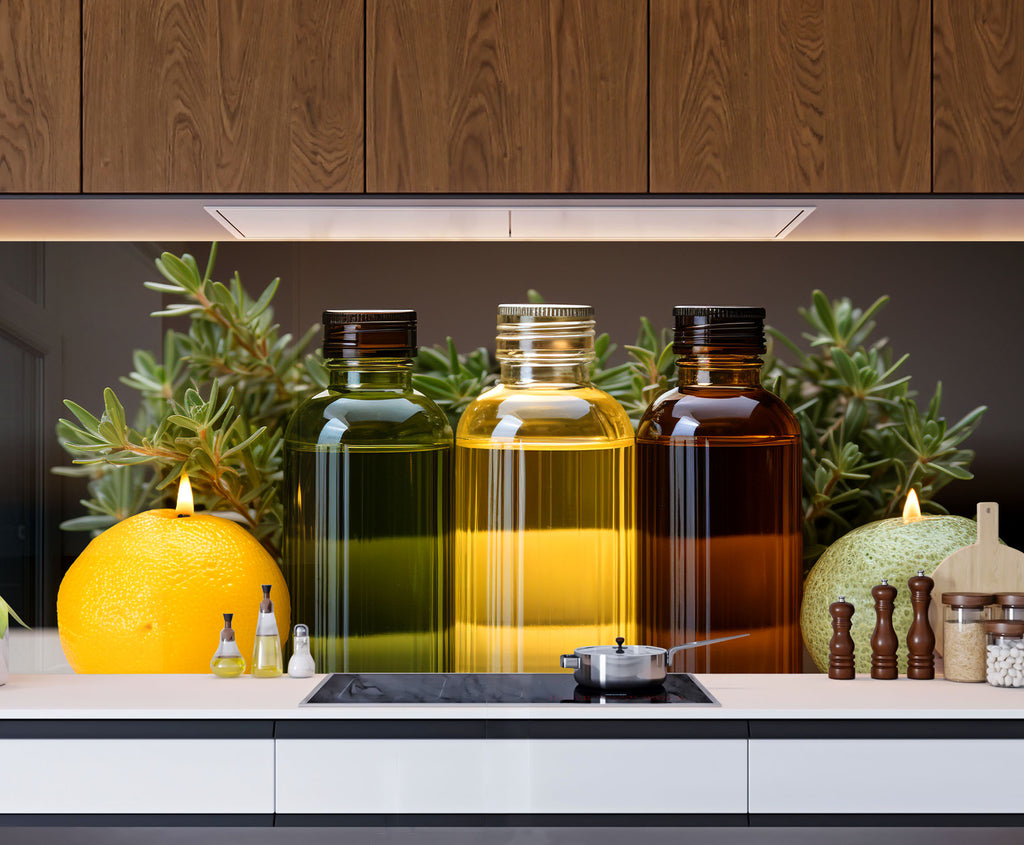 Olive Oil Glass Kitchen Backsplash – Citrus and Herb Infused Design-BacksplashArtworks