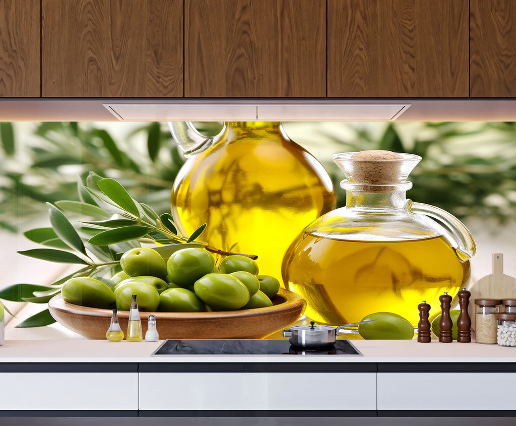 Olive Oil Inspired Glass Kitchen Backsplash – Fresh & Rustic Design-BacksplashArtworks
