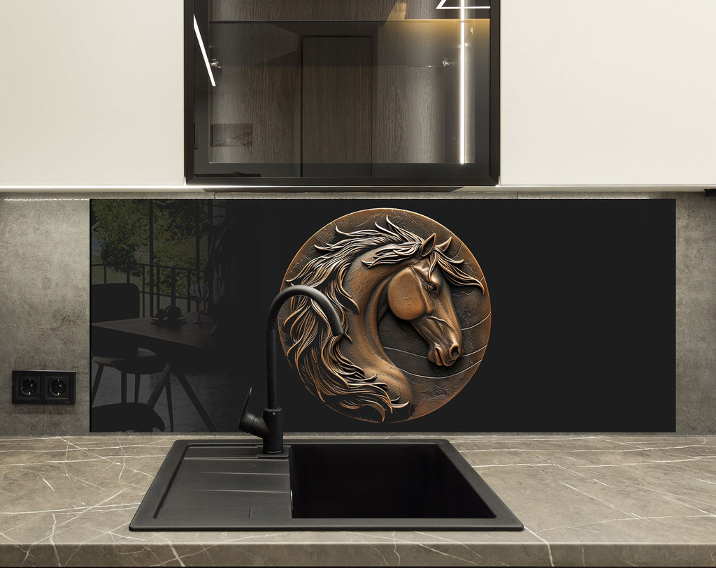 Majestic Horse Head - Glass Kitchen Backsplash-BacksplashArtworks