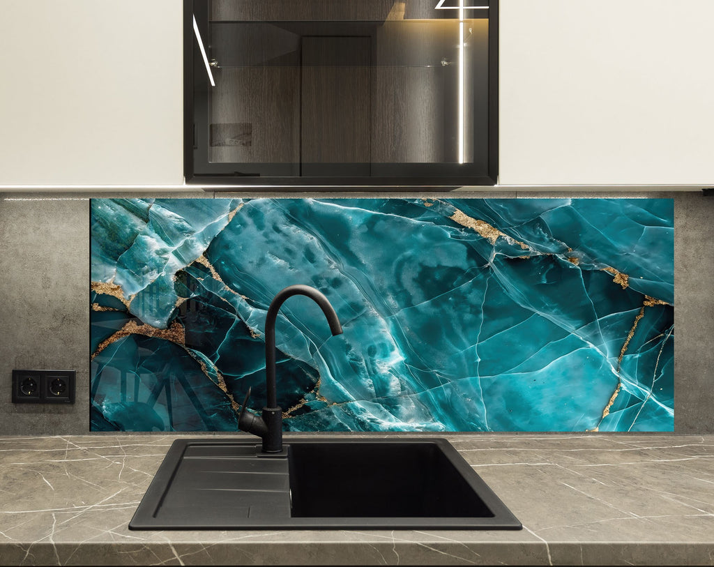 Deep Emerald Marble - Glass Kitchen Backsplash-BacksplashArtworks