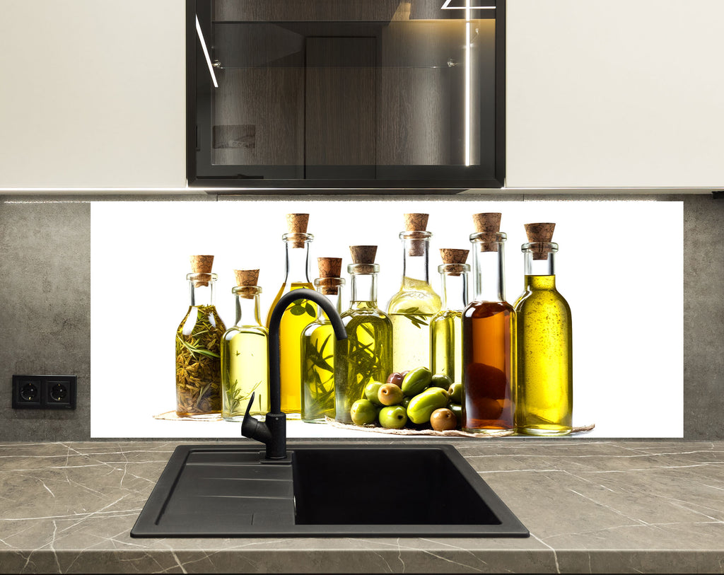 Olive Oil Inspired Glass Kitchen Backsplash – Herb & Olive Design-BacksplashArtworks
