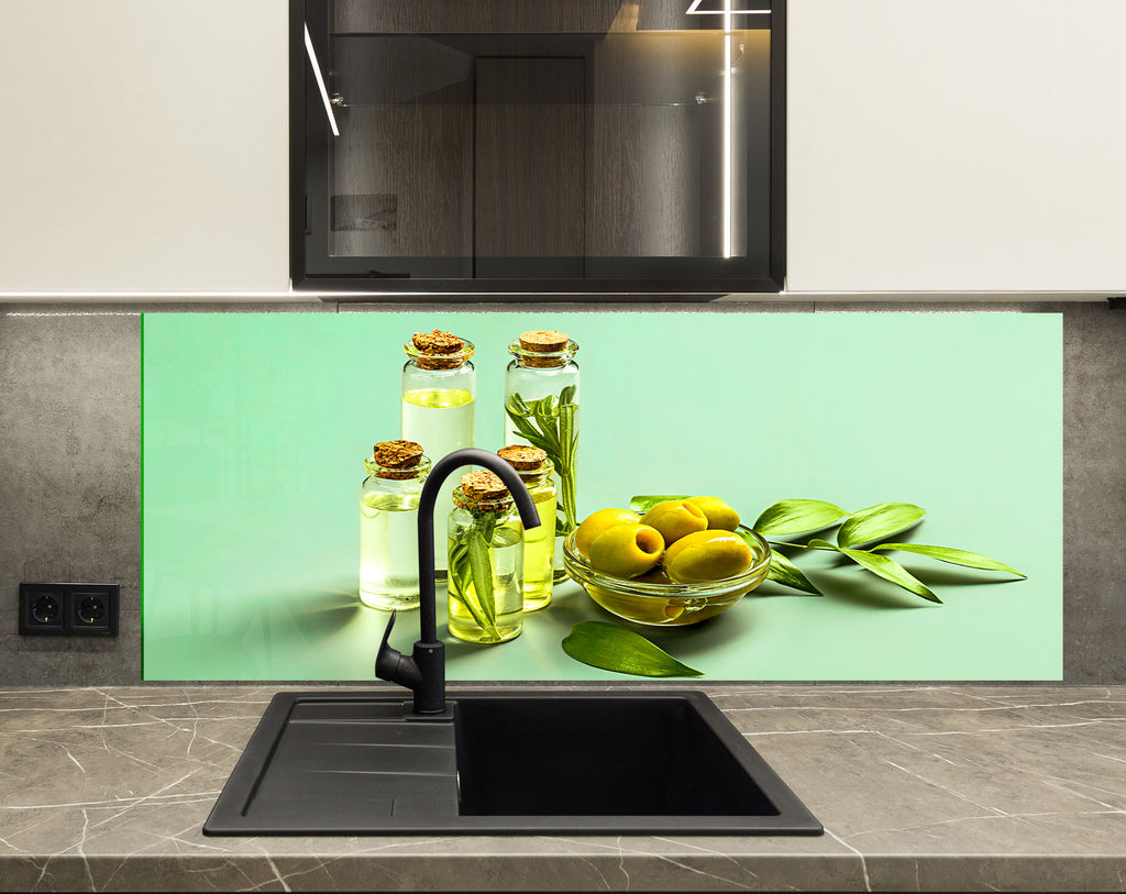 Olive Oil Kitchen Backsplash – Fresh and Natural Glass Design-BacksplashArtworks