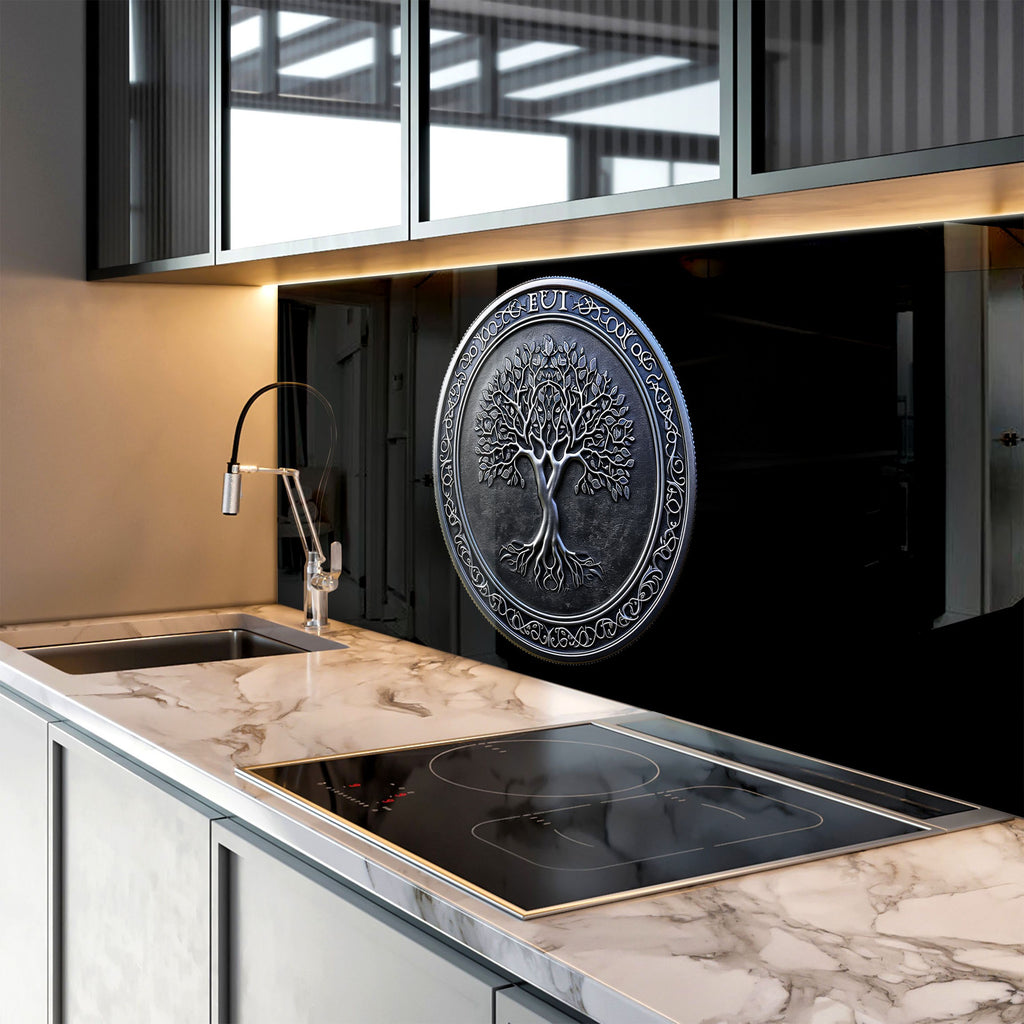 Metal Tree of Life Glass Kitchen Backsplash-BacksplashArtworks