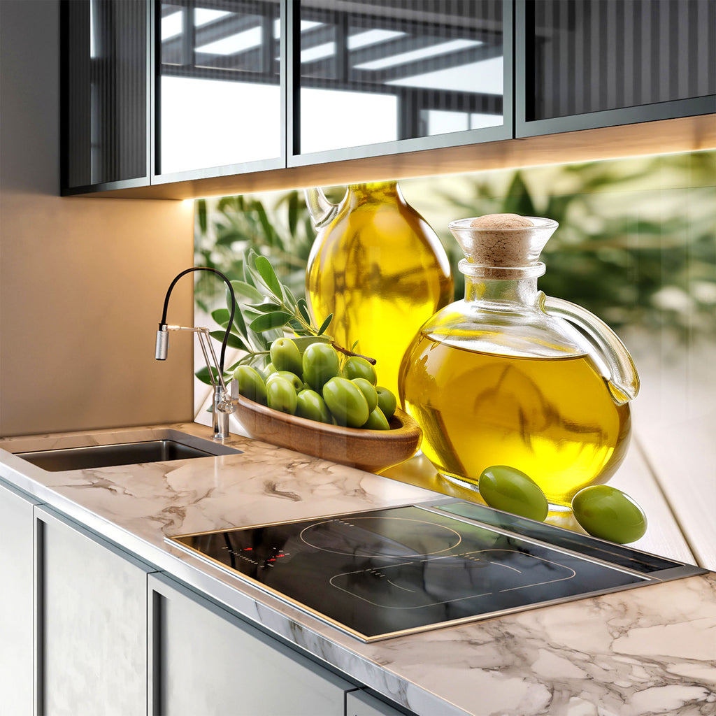 Olive Oil Inspired Glass Kitchen Backsplash – Fresh & Rustic Design-BacksplashArtworks