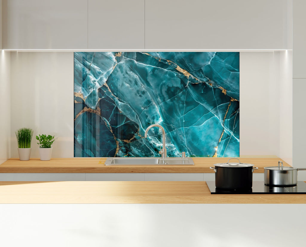 Deep Emerald Marble - Glass Kitchen Backsplash-BacksplashArtworks