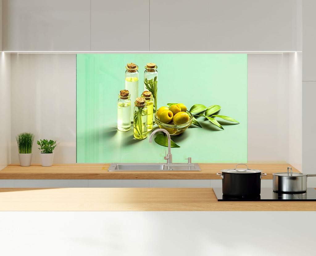 Olive Oil Kitchen Backsplash – Fresh and Natural Glass Design-BacksplashArtworks