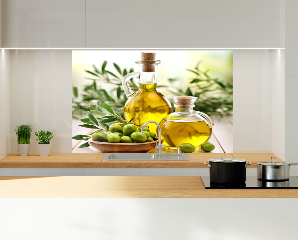 Olive Oil Inspired Glass Kitchen Backsplash – Fresh & Rustic Design-BacksplashArtworks