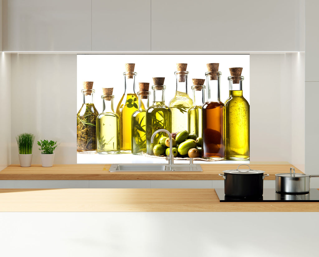 Olive Oil Inspired Glass Kitchen Backsplash – Herb & Olive Design-BacksplashArtworks