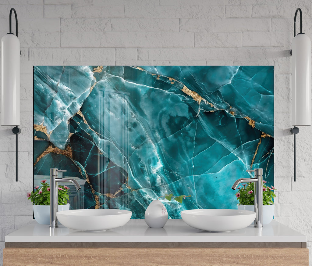 Deep Emerald Marble - Glass Kitchen Backsplash-BacksplashArtworks