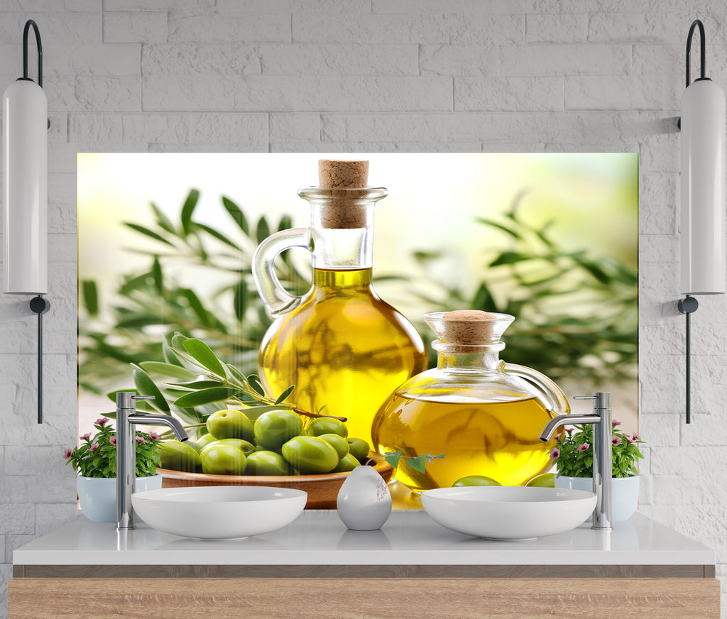 Olive Oil Inspired Glass Kitchen Backsplash – Fresh & Rustic Design-BacksplashArtworks