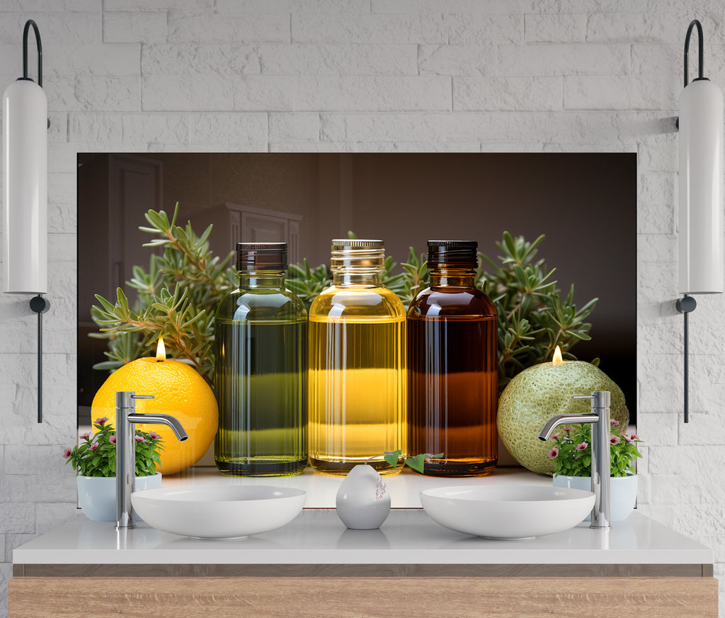 Olive Oil Glass Kitchen Backsplash – Citrus and Herb Infused Design-BacksplashArtworks