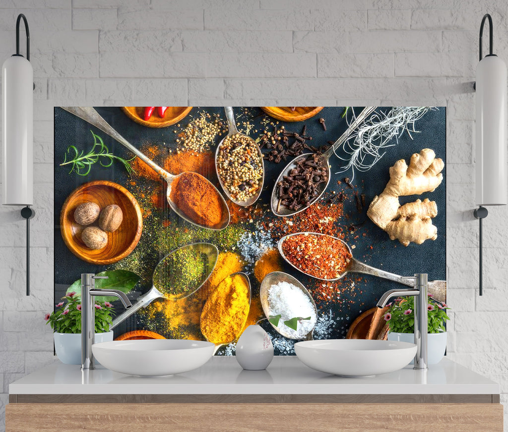 Spice Fusion - Glass Kitchen Backsplash-BacksplashArtworks