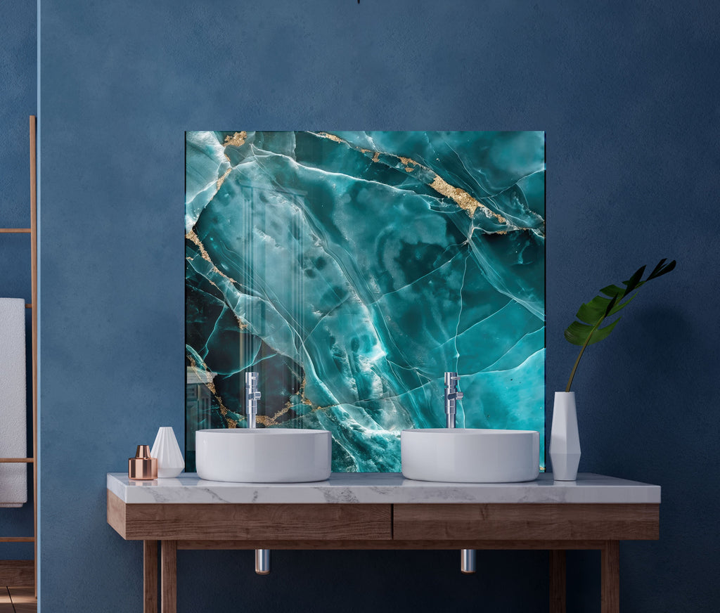 Deep Emerald Marble - Glass Kitchen Backsplash-BacksplashArtworks