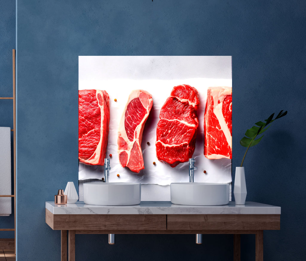 Raw Meat - Glass Kitchen Backsplash-BacksplashArtworks
