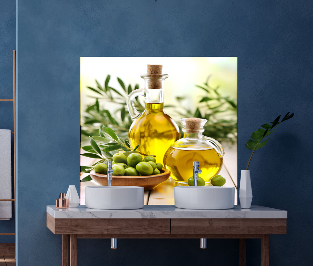 Olive Oil Inspired Glass Kitchen Backsplash – Fresh & Rustic Design-BacksplashArtworks