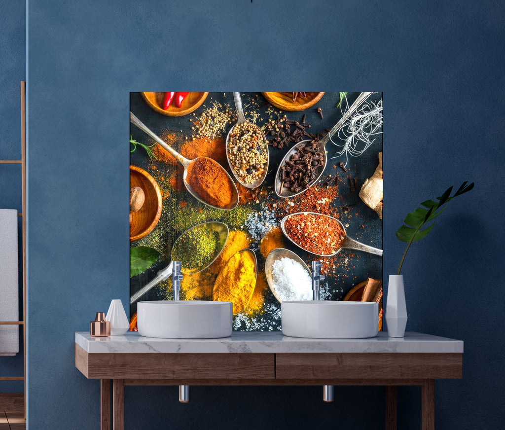 Spice Fusion - Glass Kitchen Backsplash-BacksplashArtworks