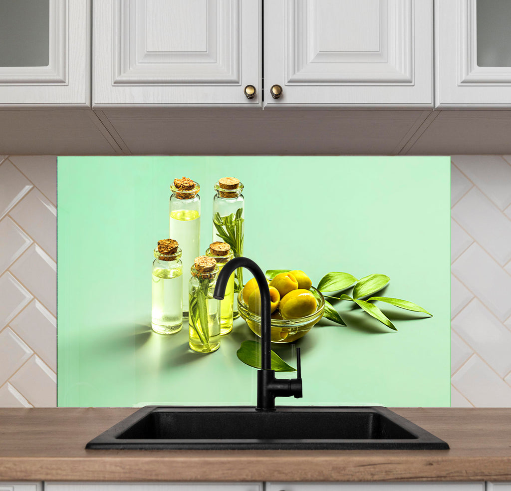Olive Oil Kitchen Backsplash – Fresh and Natural Glass Design-BacksplashArtworks