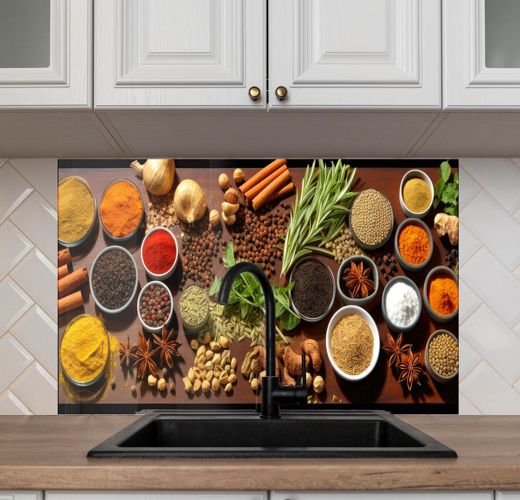 Spice Symphony - Glass Kitchen Backsplash-BacksplashArtworks