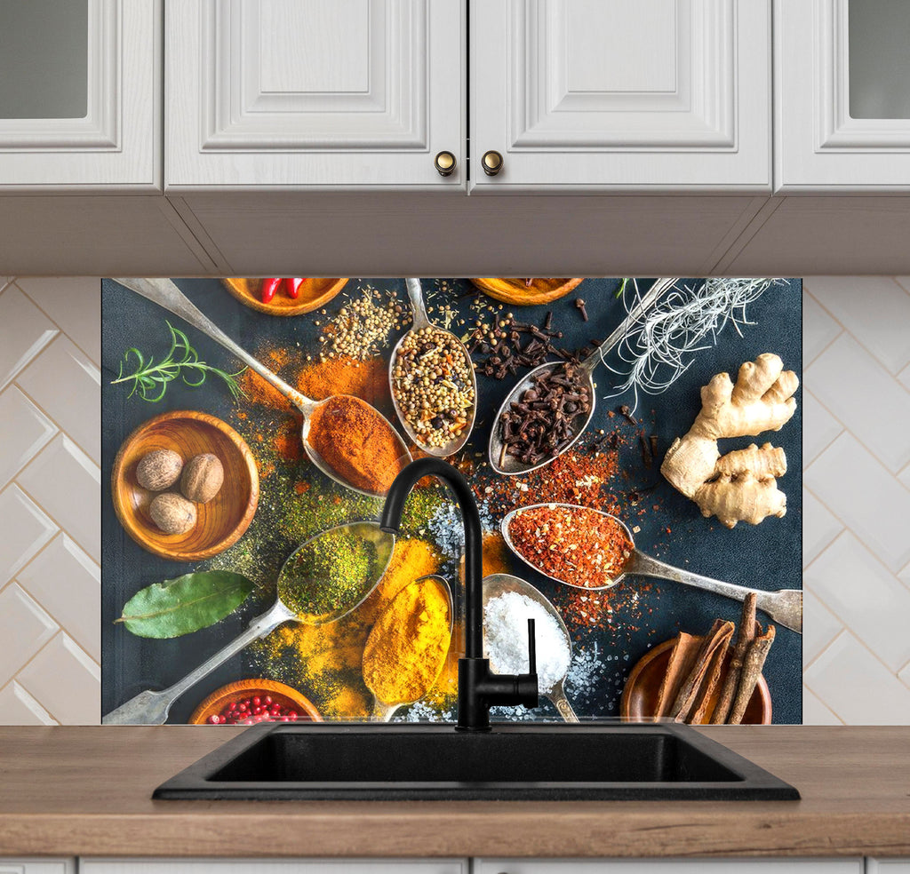 Spice Fusion - Glass Kitchen Backsplash-BacksplashArtworks