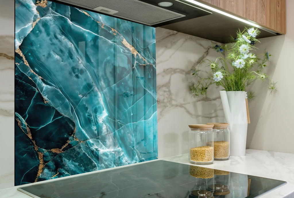 Deep Emerald Marble - Glass Kitchen Backsplash-BacksplashArtworks