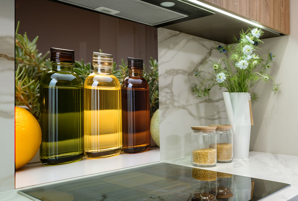 Olive Oil Glass Kitchen Backsplash – Citrus and Herb Infused Design-BacksplashArtworks