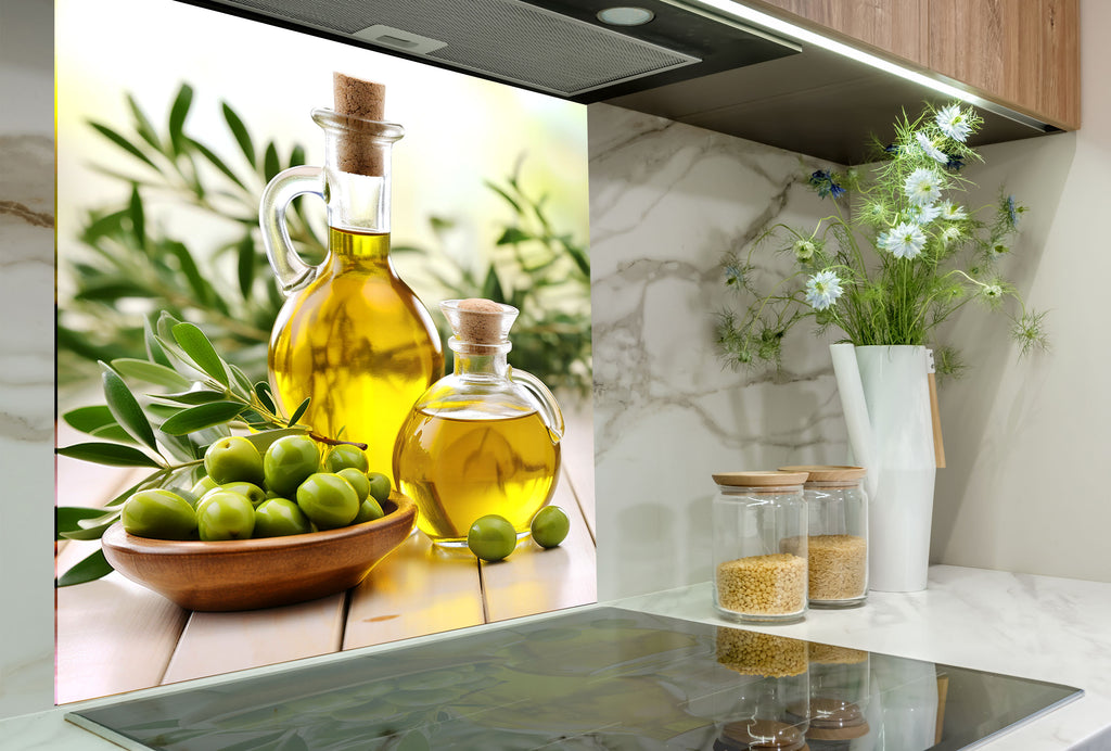 Olive Oil Inspired Glass Kitchen Backsplash – Fresh & Rustic Design-BacksplashArtworks