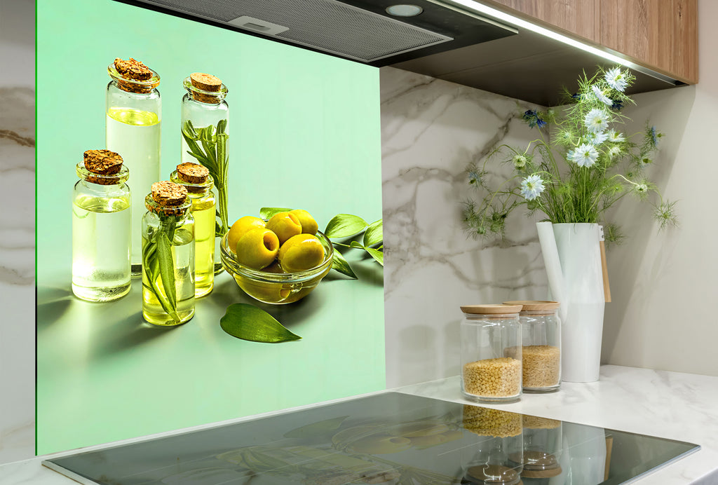 Olive Oil Kitchen Backsplash – Fresh and Natural Glass Design-BacksplashArtworks