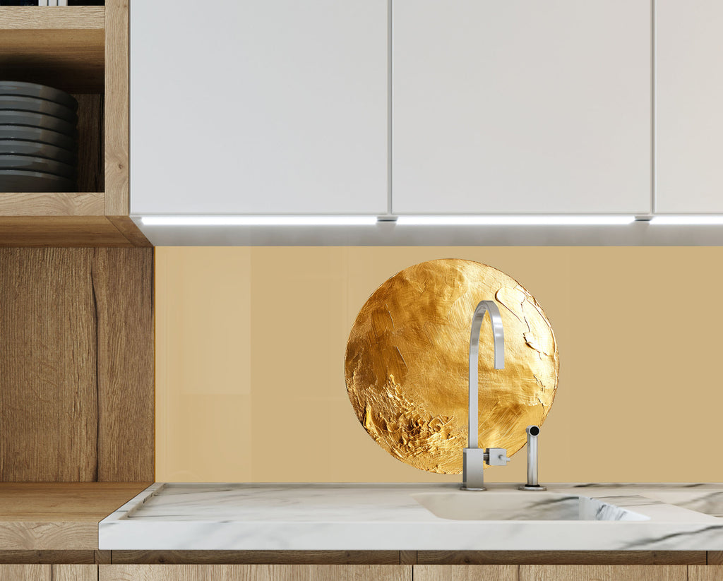 Golden Sun - Tempered Glass Kitchen Backsplash-BacksplashArtworks