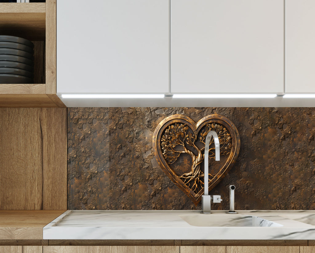 Heart of Life - Glass Kitchen Backsplash-BacksplashArtworks