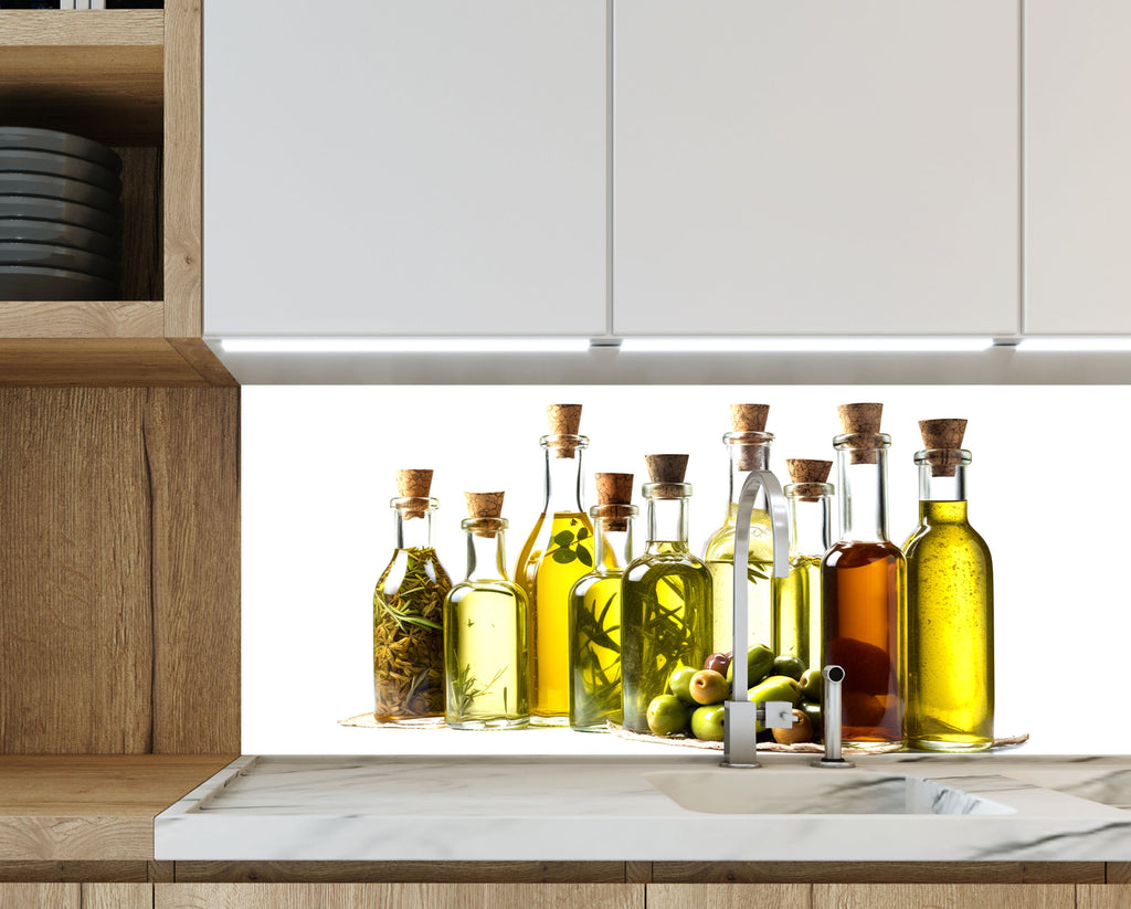 Olive Oil Inspired Glass Kitchen Backsplash – Herb & Olive Design-BacksplashArtworks