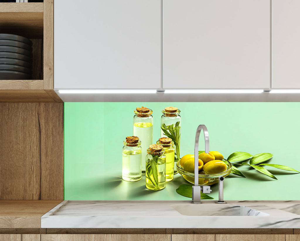 Olive Oil Kitchen Backsplash – Fresh and Natural Glass Design-BacksplashArtworks