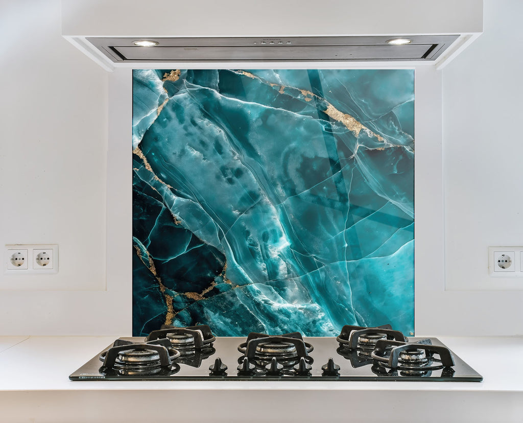 Deep Emerald Marble - Glass Kitchen Backsplash-BacksplashArtworks