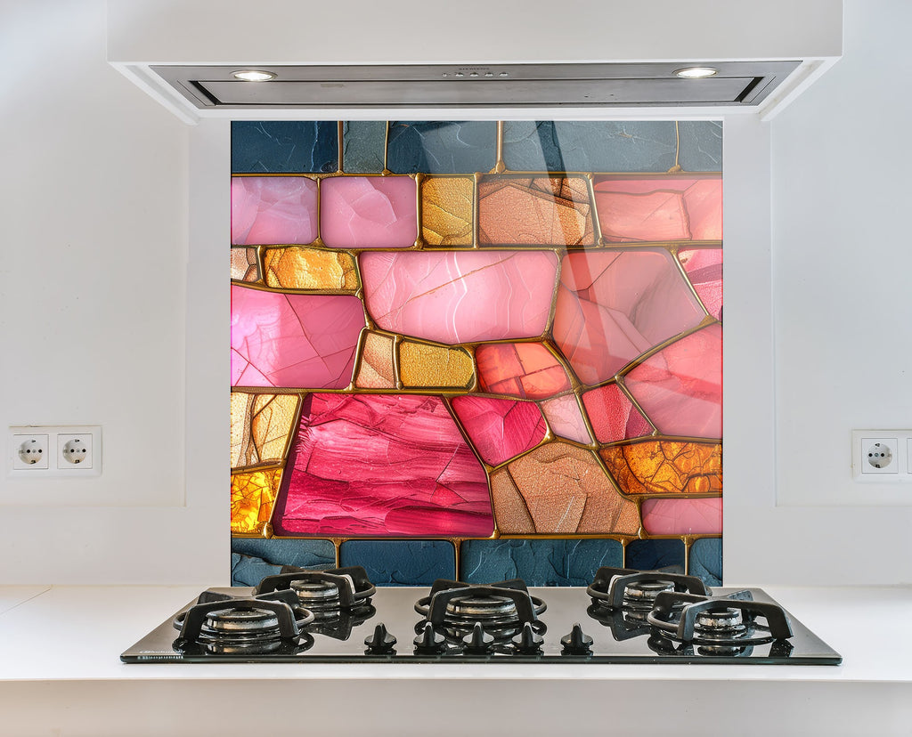 Rose Quartz - Glass Kitchen Backsplash-BacksplashArtworks
