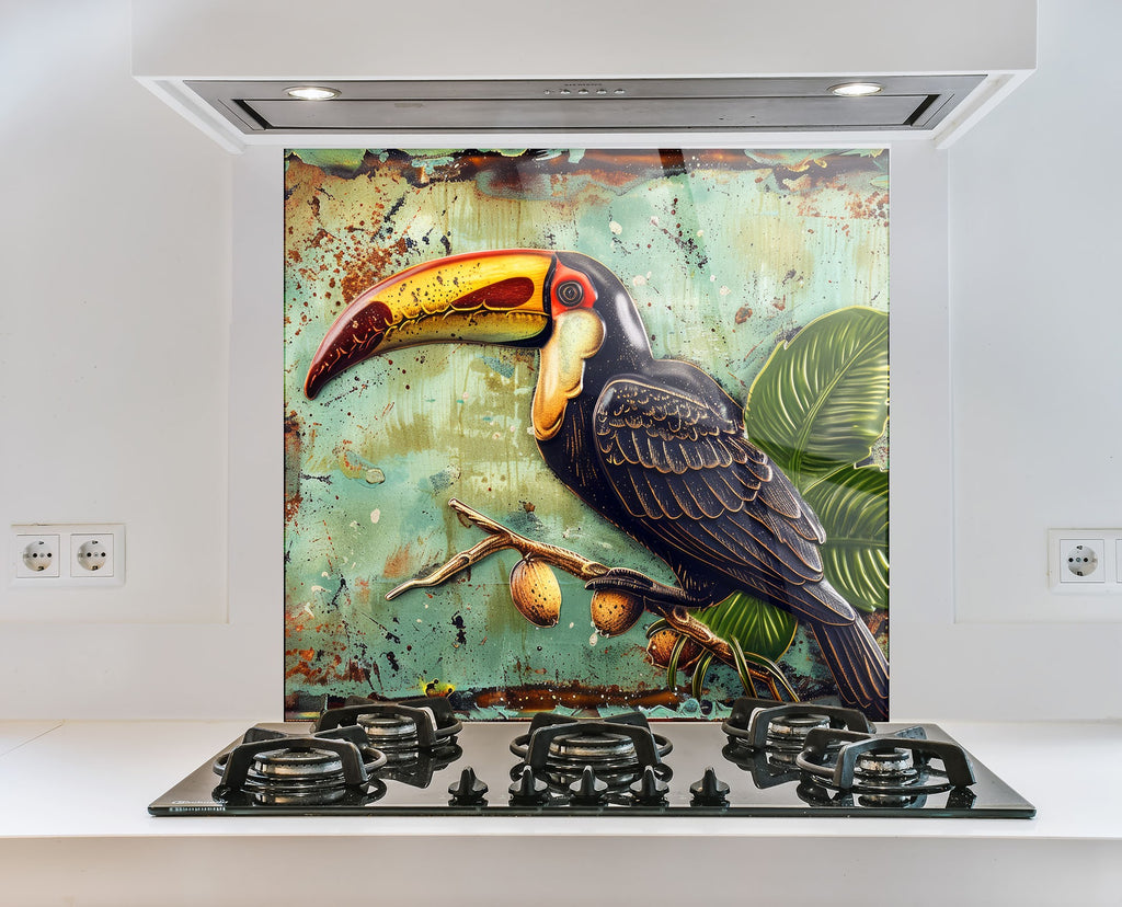 Tropical Toucan – Glass Kitchen Backsplash-BacksplashArtworks